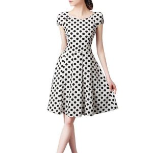 Robe A Pois Courte Vintage A Blanc