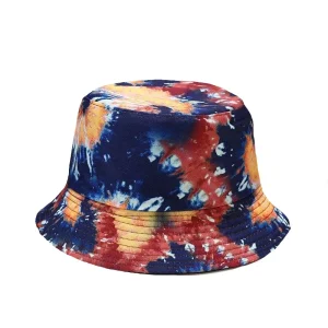 "TIE AND DYE" Chapeau Bob Imprimé Bleu Rouge - URB1™