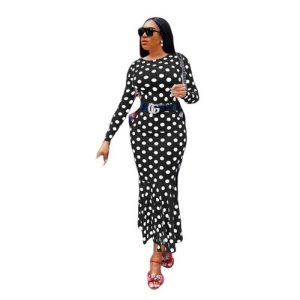 Robe A Pois Grande Taille Longue Trompette