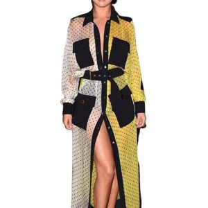 Robe Longue A Pois Top Blanc Dentelle Manches