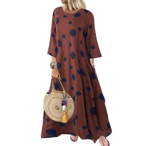 Robe A Pois Grande Taille Longue Automne