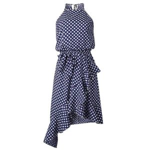 Robe A Pois Courte Black Sans Manches A Volants