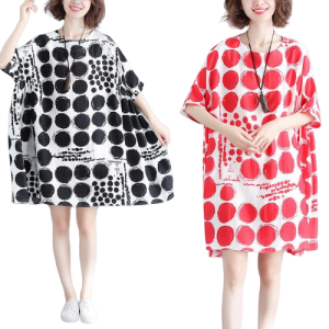 Robe Poncho Plage À Pois Courte Silhouettes Coton