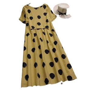 Robe Longue A Pois Plissee