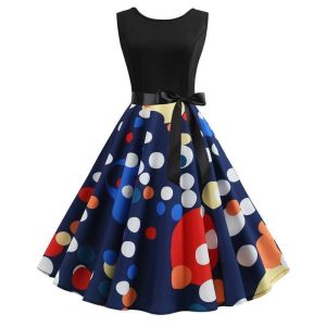 Robe A Pois Grande Taille Bureau Blanc Retro