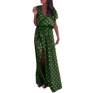 Robe Longue À Pois Fentee Style