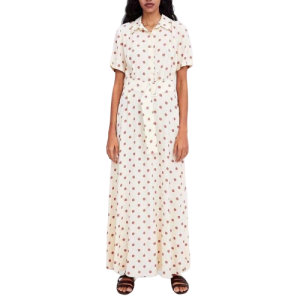 Robe Bohême Longue Blanche À Pois