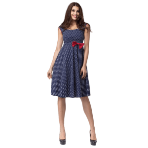Robe Bleu Marine Pois