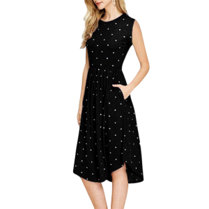Robe Noire À Pois Femme Manche Courte