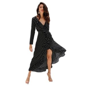 Robe Longue A Pois Streetwear