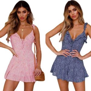 Robe A Pois Courte Moulante Sans Bretelle