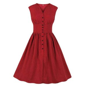 Robe D Ete A Pois Rouge Longue Grande Taille