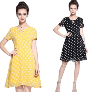 Robe Années 50 Jaune A Pois