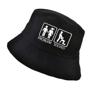 "PROBLEM SOLVED" Chapeau Bob Noir Imprimé - URB1™