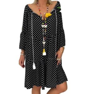 Robe Manche Longue A Pois Patron Trois Quarts