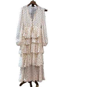 Robe Longue A Pois Maxi Manche