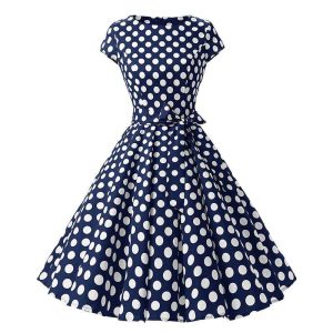 Robe D Ete A Pois Bleu A Grande Taille