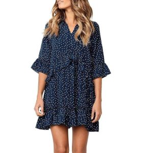 Robe Mousseline A Pois Chemisier Blanc De Soie