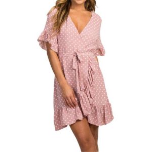 Robe A Pois Courte De Soiree En Mousseline
