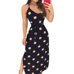 Robe De Soirée À Pois Col Femme