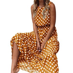 Robe Longue A Pois Chemises Col Manches Coupe Ajustee