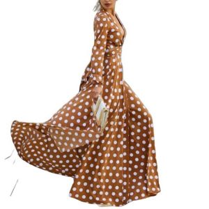 Robe Longue A Pois Decollete Plongeant