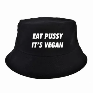 "Eat Pussy Its Vegan" Chapeau Bob Noir Imprimé - URB1™
