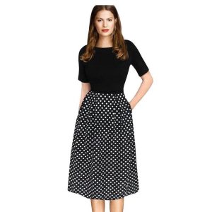 Robe Manche Longue A Pois Tunique Courte