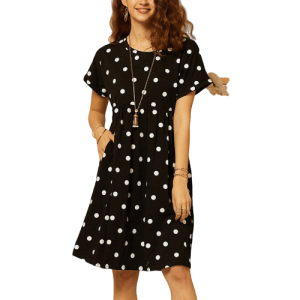 Robe À Pois Courte Noire