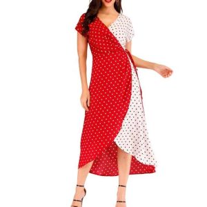 Robe Asymetrique A Pois Longue