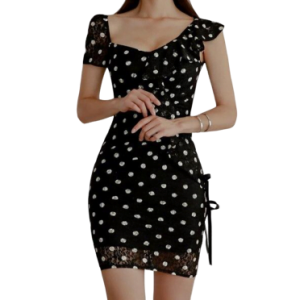 Robe Noire Chic Et Sobre De Soirée À Pois