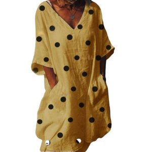 Robe A Pois Courte Tuniques Manches Grande Taille