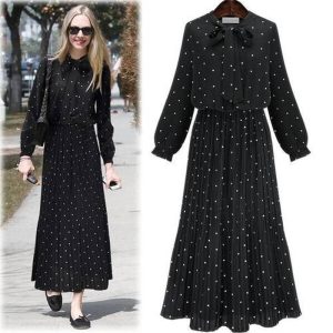 Robe D Ete A Pois Jupes Longues Noires Grande Taille