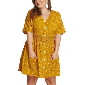 Robe A Pois Courte Grande Taille