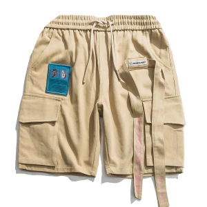 Aelfric Eden Cargo Shorts Men Ribbons Letter Embroidery Hip Hop Knee Length Fashion Summer Streetwear 2019 Casual Short Joggers