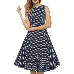 Robe À Pois Année 50 Sans Manches Cintré