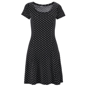 Robe Noire À Pois Moulante Courte