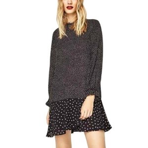 Robe Manche Longue A Pois De Soiree Chauve Souris