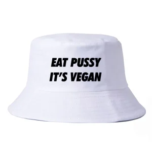 "Eat Pussy Its Vegan" Chapeau Bob Blanc Imprimé - URB1™