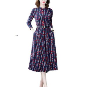 Robe Manche Longue A Pois Style Vintage