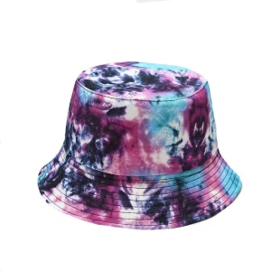 "TIE AND DYE" Chapeau Bob Imprimé Violet Bleu Blanc - URB1™