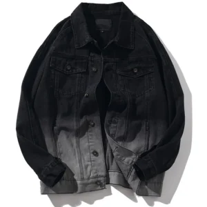 "TURN" Veste en Jean Denim Noir Streetwear - URB1™