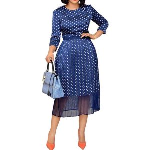 Robe Plissee A Pois Combinaison Bleu De Travail Vintage