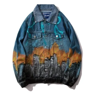 "CHAOS" Veste en jean denim streetwear - URB1™