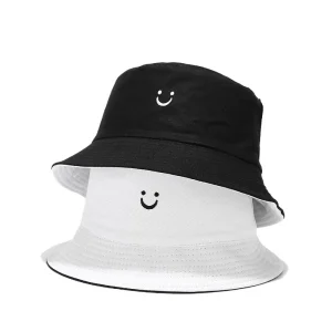 "SMILE" Chapeau Bob Noir réversible Brodé - URB1™