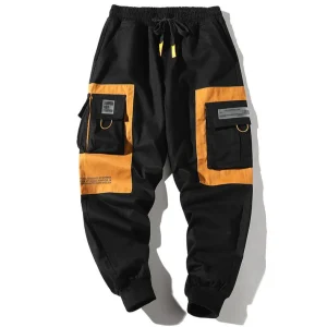 "SUPERHEY" Pantalon Cargo Noir Streetwear - URB1™