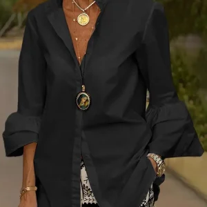 Chemise noire manches évasées