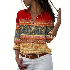 Chemise manches longues tricolore à motif