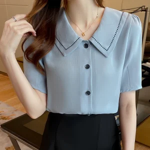Chemise bleue mousseline de soie