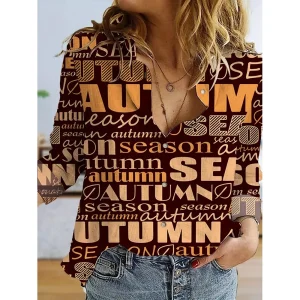 Chemise marron lettre orange et beige